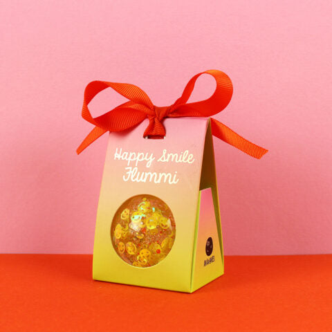 Flummiball mit Smileys und Konfetti, gelb 49 mm