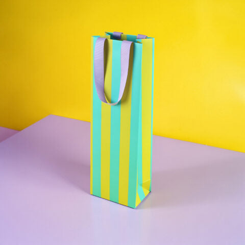 Geschenktasche für Flasche, grasgrün/mint/flieder