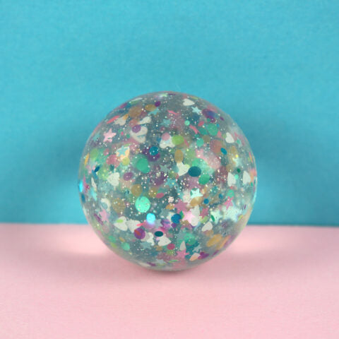 Flummiball mit Konfetti, Sterne/Herzen/Glitzer pastell 49mm