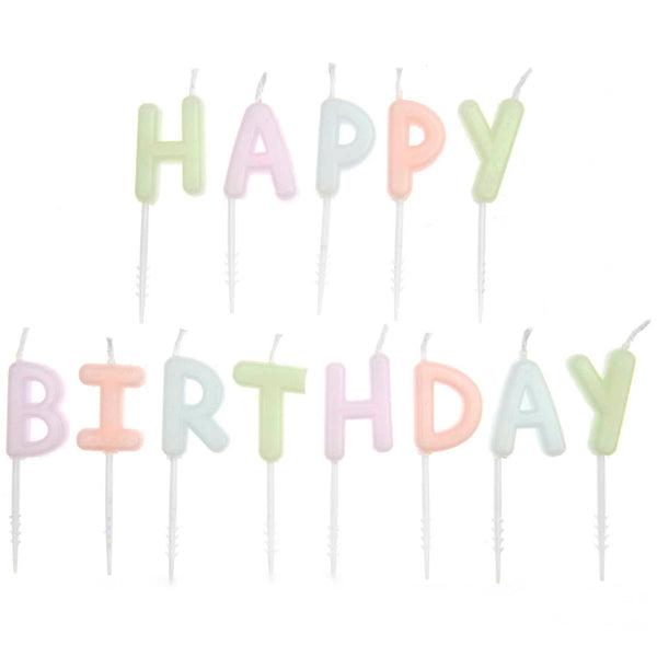 Kerzen Happy Birthday, Pastell