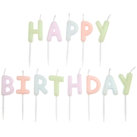 Kerzen Happy Birthday, Pastell