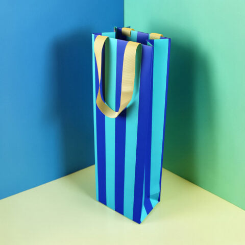 Geschenktasche für Flasche, blau/mint/gelb