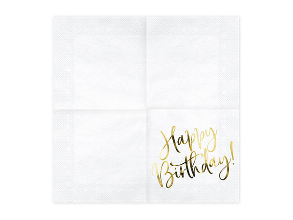 PartyDeco Papierservietten Happy Birthday gold