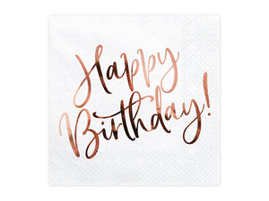 PartyDeco Papierservietten Happy Birthday Rosegold