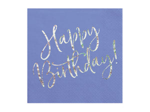PartyDeco Servietten Happy Birthday, Blau