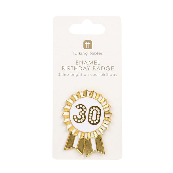 Luxe Gold Enamel "30" Pin Badge