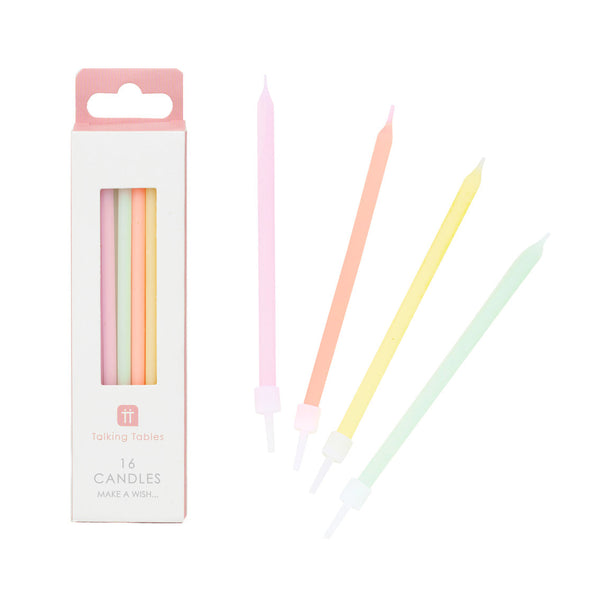 Tall Pastel Candles, 10cm - 16 Stück