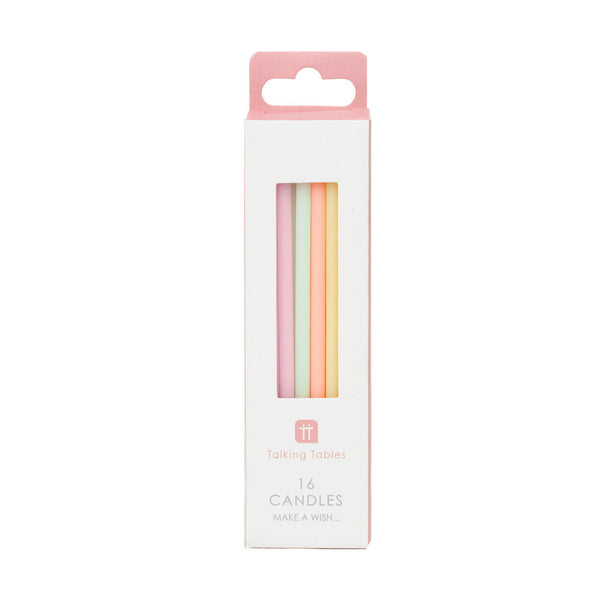 Tall Pastel Candles, 10cm - 16 Stück